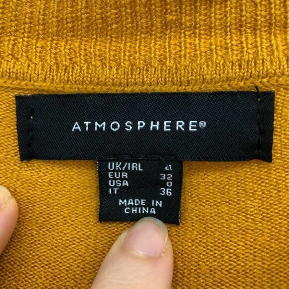 Atmosphere crewneck mustard yellow button shoulder long sleeve sweater  0 - Picture 4 of 16